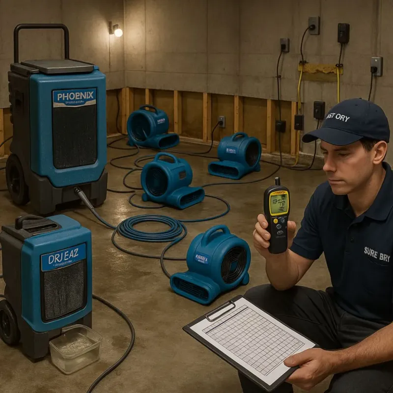 Structural Drying and Dehumidification process in Casa de Oro-Mount Helix, CA